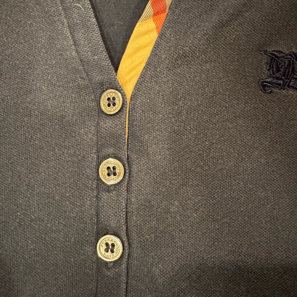 Burberry Navy Sleeveless Polo Tank with Plaid Trim - Picture 5 of 10